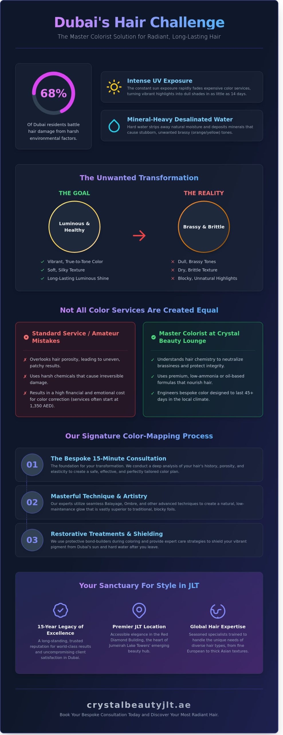 Best Hair Colorist in JLT: Transform Your Look at Crystal Beauty Lounge Dubai